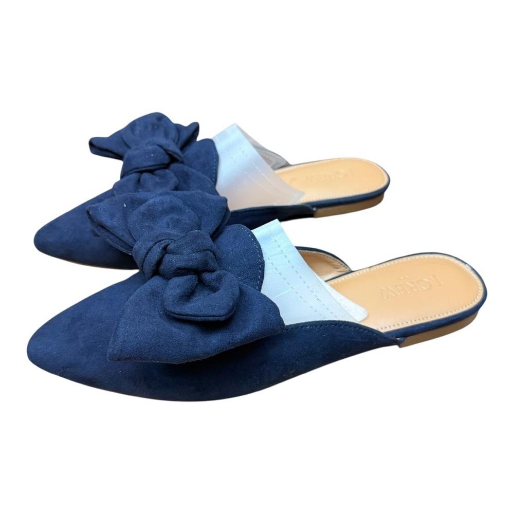 J. Crew size 7 Navy Blue Suede Bow Mules - Picture 1 of 9
